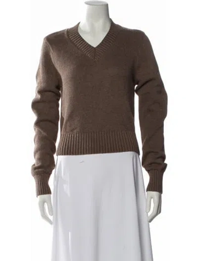 Pre-owned Frankies Bikinis V-neck Sweater In Brown