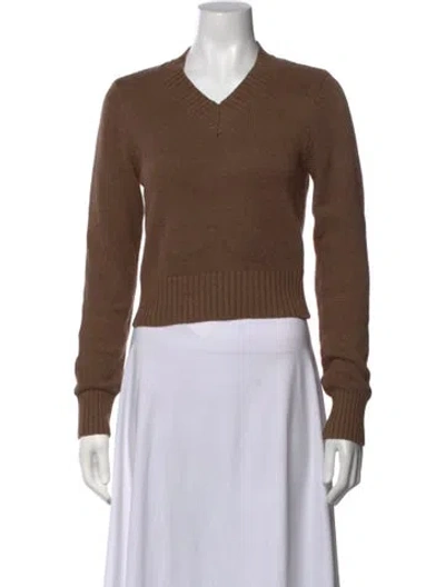 Pre-owned Frankies Bikinis V-neck Sweater In Brown