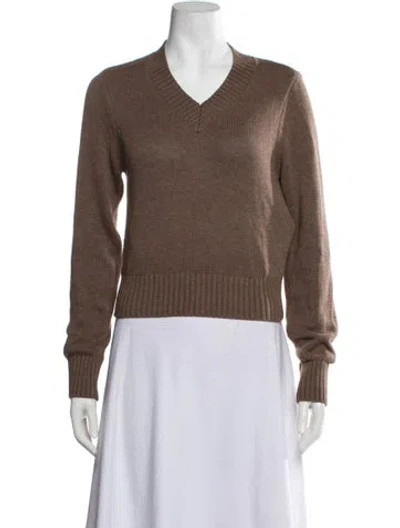 Pre-owned Frankies Bikinis V-neck Sweater In Brown