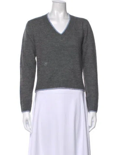 Pre-owned Frankies Bikinis V-neck Sweater In Gray