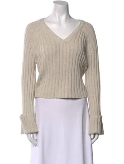 Pre-owned Frankies Bikinis V-neck Sweater In Neutral