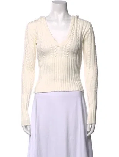 Pre-owned Frankies Bikinis V-neck Sweater In Neutrals