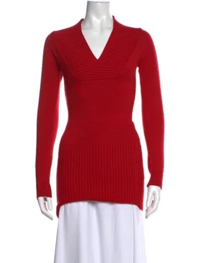 Pre-owned Frankies Bikinis V-neck Sweater In Red