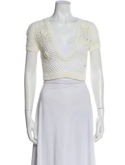 Pre-owned Frankies Bikinis V-neck Sweater In White
