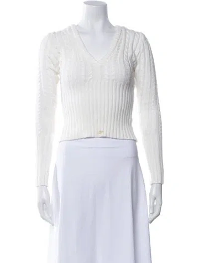 Pre-owned Frankies Bikinis V-neck Sweater In White
