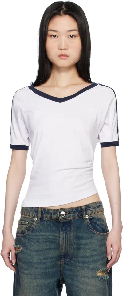 Frankies Bikinis White Bodega V Neck T-shirt