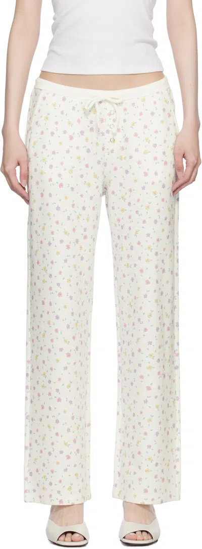 Frankies Bikinis White Cabin Thermal Lounge Pants In Picnic Blanket