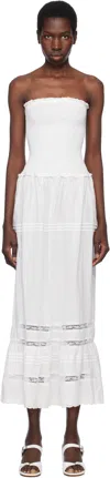 Frankies Bikinis White Empress Strapless Smocked Maxi Dress In White