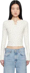 Frankies Bikinis White Nate Long Sleeve Thermal T-shirt In Picnic Blanket