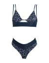 Frankies Bikinis Woman Bikini Blue Size L Nylon, Elastane In Blue