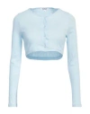 Frankies Bikinis Woman Cardigan Sky Blue Size S Cotton In Blue