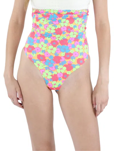 Frankies Bikinis Womens Open Shoulder Floral One-piece Swimsuit In Multi