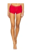 Frankies Bikinis Wrangler Denim Short In Red