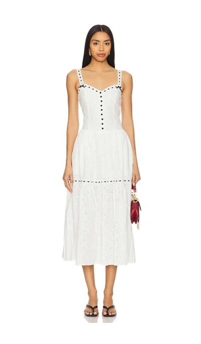 Frankies Bikinis X Bella Hadid Bishop Maxi Dress In Salt Air Eyelet