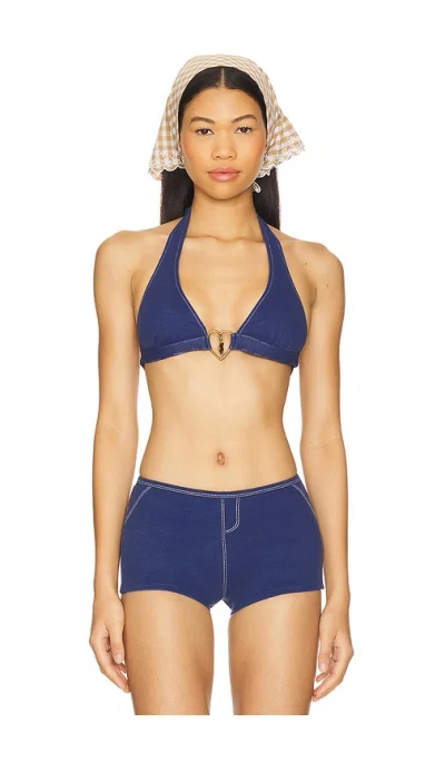 Frankies Bikinis X Bella Hadid Frank Bikini Top In Blue