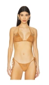 Frankies Bikinis X Bella Hadid Paradise Suede Bikini Top In Sun Kissed Suede
