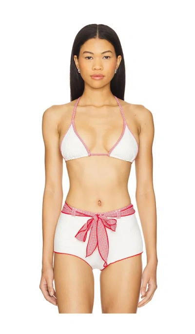 Frankies Bikinis X Bella Hadid Paradise Terry Rib Bikini Top In Weekend At The Farm