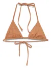 Frankies Bikinis X Bella Hadid Suede Triangle Bikini Top In Brown