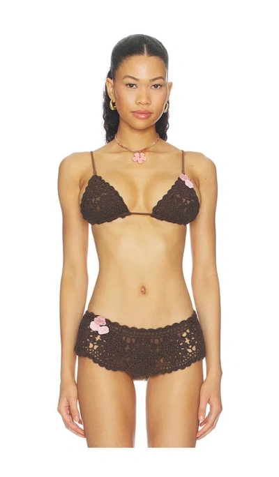 Frankies Bikinis X Devon Lee Carlson Elena Crochet Bikini Top In Daisy Lynn