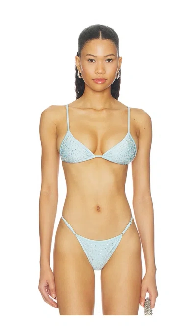 Frankies Bikinis X Devon Lee Carlson Elena Sequin Bikini Top In Blue Bloom