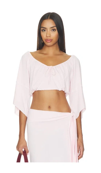 Frankies Bikinis X Devon Lee Carlson Lola Jersey Blouse In Ballerina