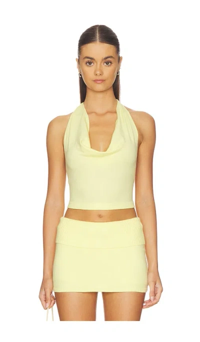 Frankies Bikinis X Jennie Briar Cloud Knit Halter Top In Yellow