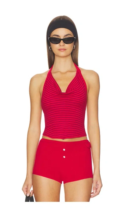 Frankies Bikinis X Jennie Briar Cloud Knit Halter Top In Red