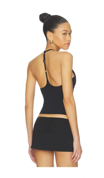 Frankies Bikinis X Jennie Chantal Halter Cotton Jersey Top In Black