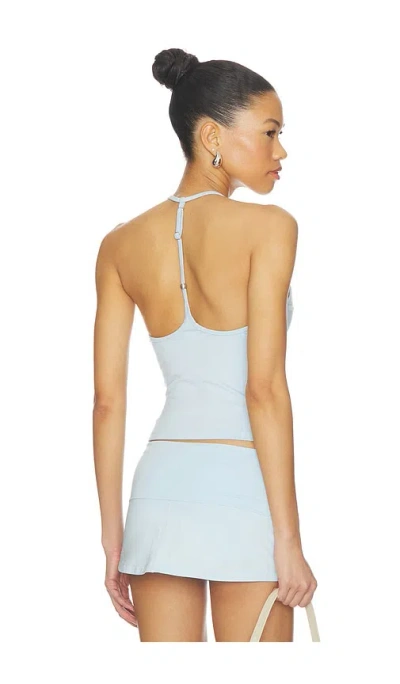 Frankies Bikinis X Jennie Chantal Halter Cotton Jersey Top In Blue