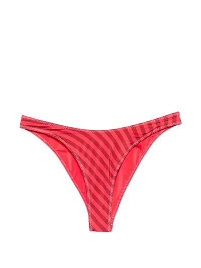 Frankies Bikinis X Jennie Dove Striped Bikini Bottoms In Red