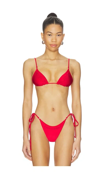 Frankies Bikinis X Jennie Elena Beaded Satin Top In Red