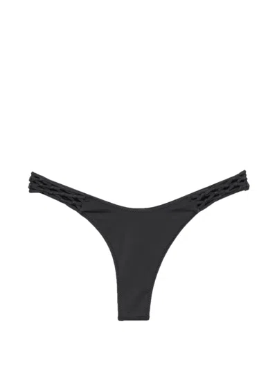 Frankies Bikinis X Jennie Encore Braided-strap Bikini Bottoms In Black