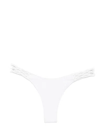 Frankies Bikinis X Jennie Encore Braided-strap Bikini Bottoms In White