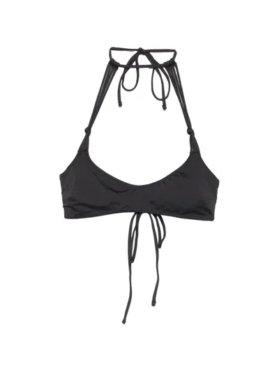Frankies Bikinis X Jennie Hana Halterneck Tie-fastening Bikini Top In Black