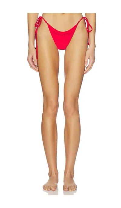 Frankies Bikinis X Jennie Mackenzie Beaded Satin Bottom In Red
