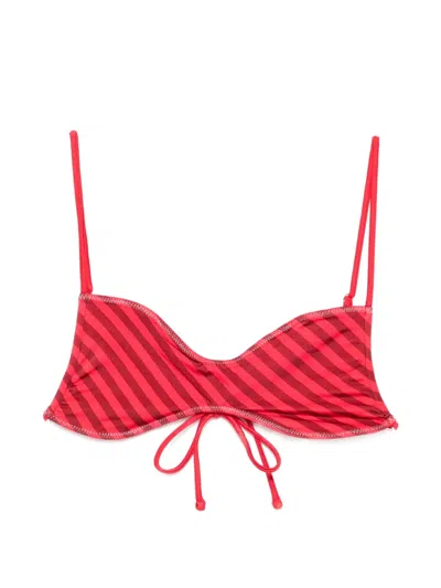 Frankies Bikinis X Jennie Magnolia Striped Bikini Top In Red