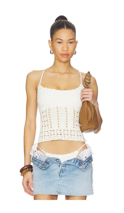 Frankies Bikinis X Jennie Nari Crochet Halterneck Tankini In White