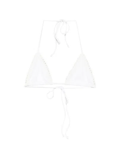 Frankies Bikinis X Jennie Nick Crochet Triangle Bikini Top In White