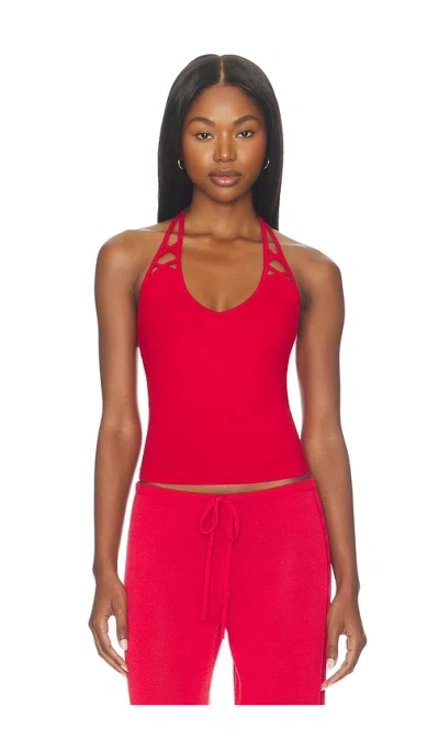 Frankies Bikinis X Jennie Nora Cotton Jersey Halter Top In Red