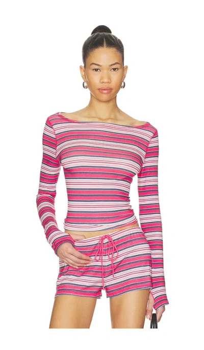 Frankies Bikinis X Jennie Sophie Lightweight Jersey Long Sleeve Top In Multi
