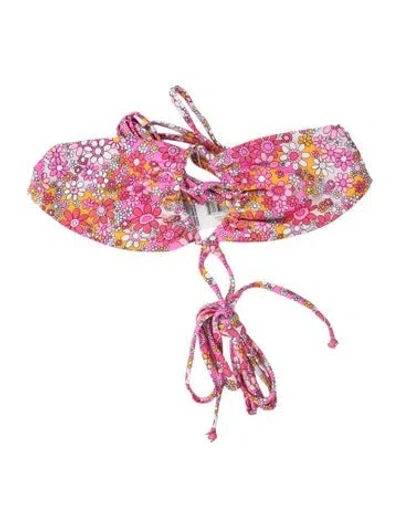 Pre-owned Frankies Bikinis X Naomi Osaka Floral Print Top In Pink