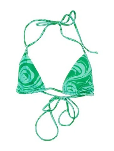 Pre-owned Frankies Bikinis X Naomi Osaka Tie-dye Print Top In Green