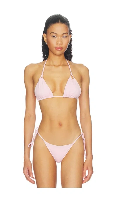 Frankies Bikinis X Paige Lorenze Ari Ribbed Bikini Top In Pink