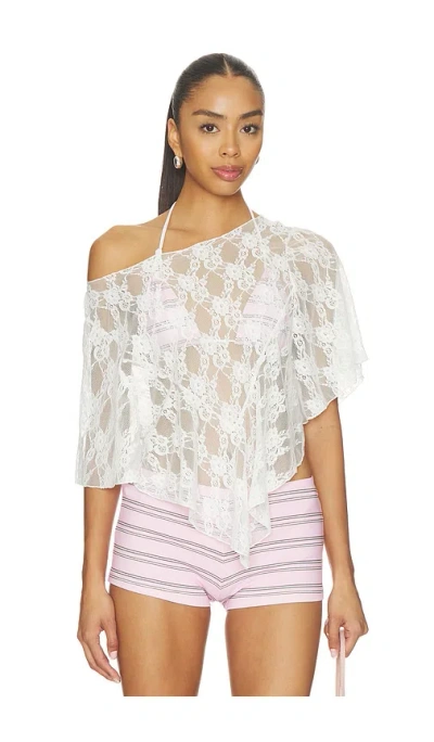 Frankies Bikinis X Paige Lorenze Romantic Lace Blouse In White