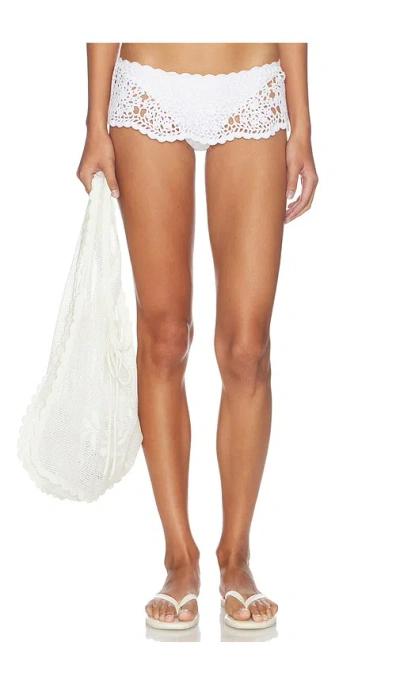 Frankies Bikinis X Paige Lorenze Shelly Crochet Bikini Bottom In White