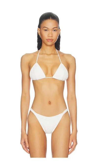 Frankies Bikinis X Paige Lorenze Tide Knit Bikini Top In White