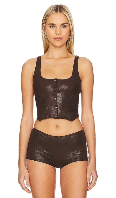 Frankies Bikinis X Revolve Mirage Leather Waistcoat In 深褐色