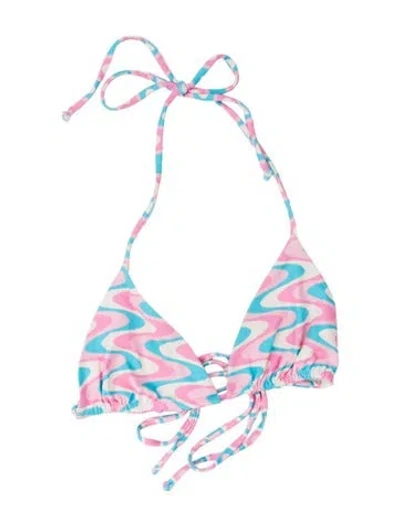 Pre-owned Frankies Bikinis X Wildflower Tie-dye Print Top In White