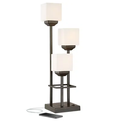 Franklin Iron Works 29 1/2" Bronze 3-light Usb Accent Table Lamp