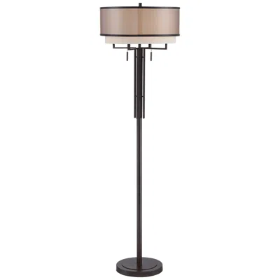 Franklin Iron Works Alamo 62" Bronze Double Shade Floor Lamp